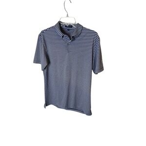 Peter millar Mens Polo Shirt Navy Blue Stripe Golf Casual‎
